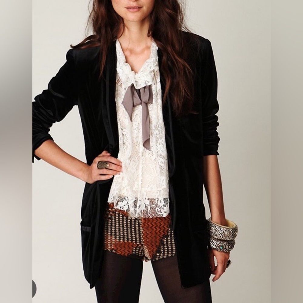 Free People Press Rewind Velvet Blazer
